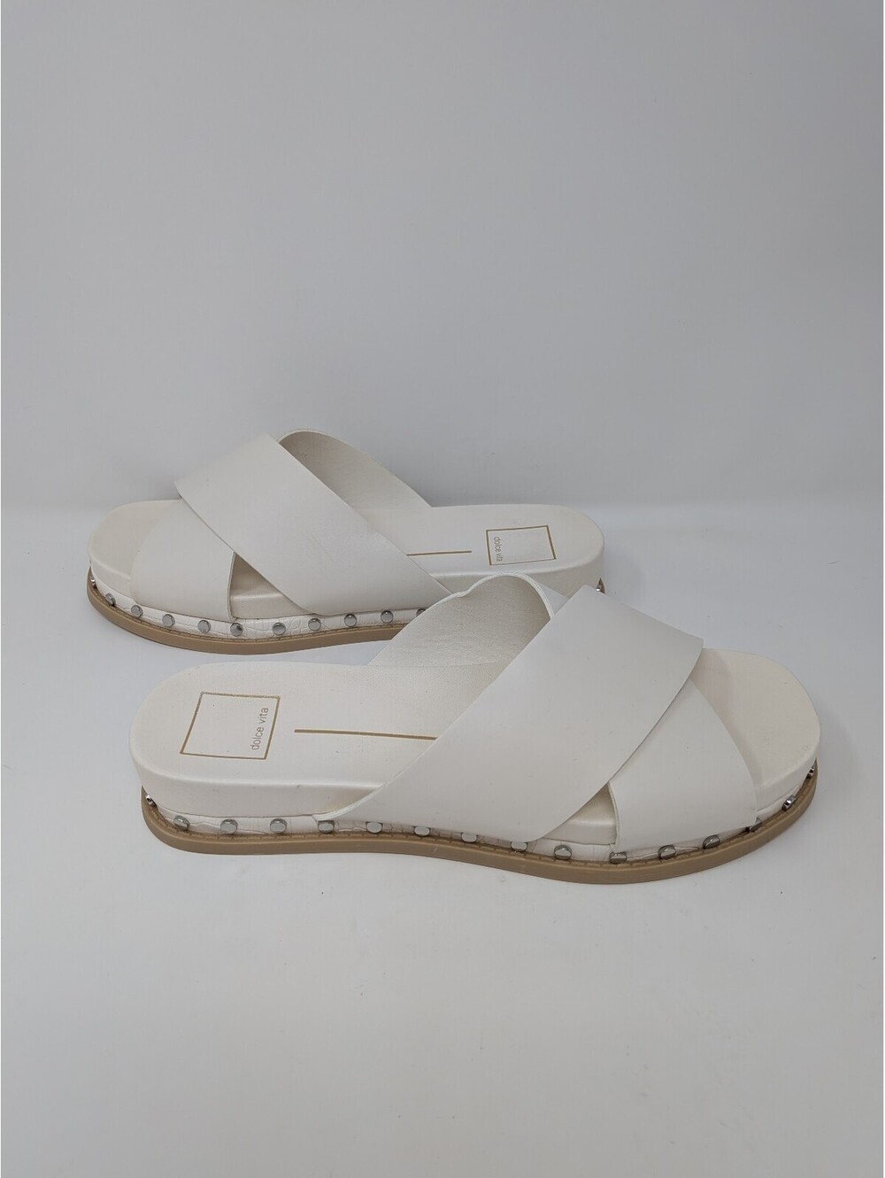 Dolce Vita Gracy Women's Size 8.5M White Stella Studded Slide Sandals